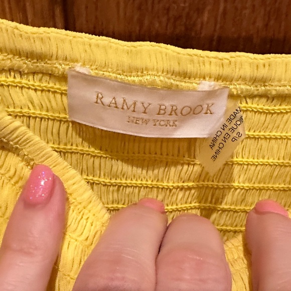 Ramy Brook Yellow Puff-Sleeve Smocked Top - Picture 2 of 7